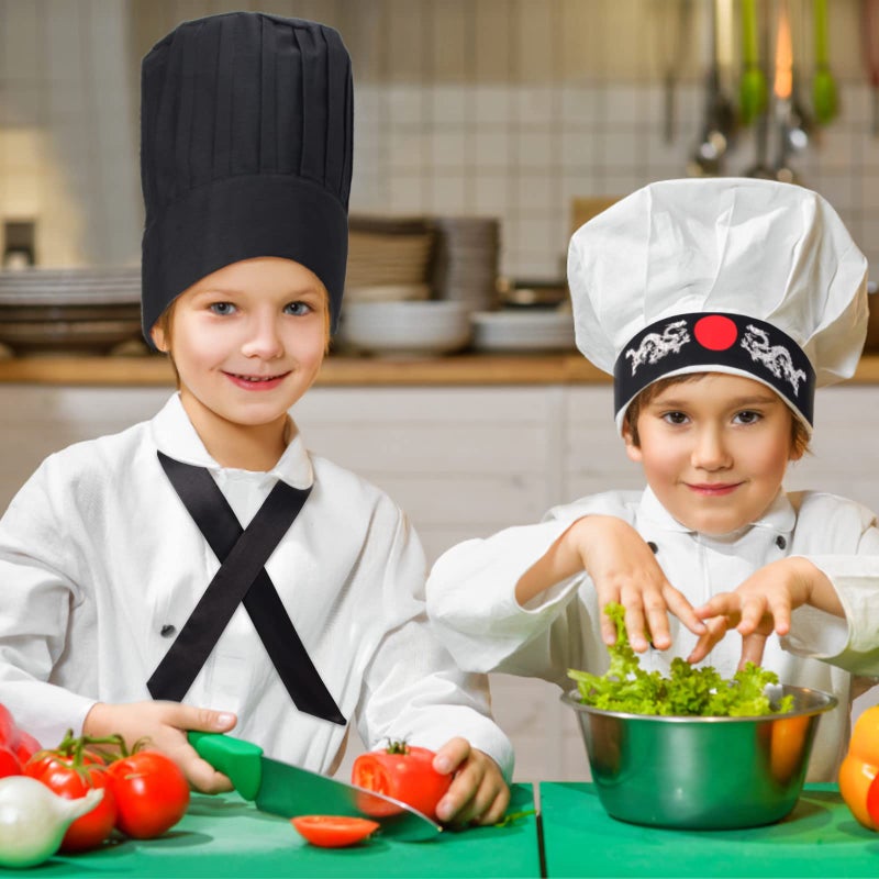 Keymall Hibachi Chef Tall Hat and Apron Costume Set with Headband Tie for Japanese Cuisine Lovers and Hibachi Enthusiasts - Image 5